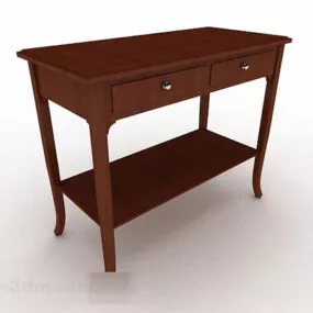 Brown Wooden Desk V15 3d model