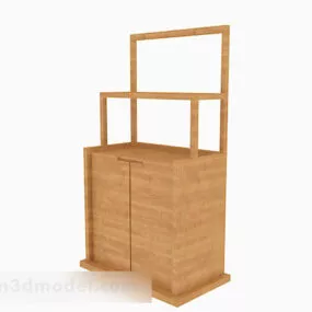 Yellow Wooden Office Cabinet V7 3d model