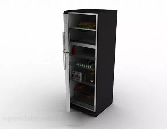 Grey Refrigerator One Door 3d model