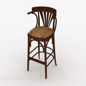 Wooden Brown High Chair V1 3d model