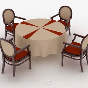 Wooden Dining Table And Chair V4 3d model