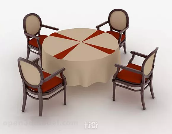 Wooden Dining Table And Chair V4 3d model Wooden Dining Table And Chair V4 3d model