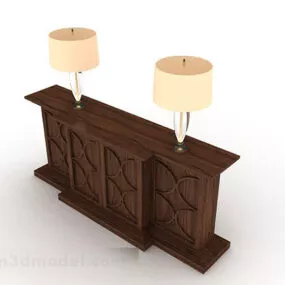 Brown Wooden Office Cabinet V23 3d model