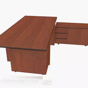 Brown Wooden Desk V16 3d model