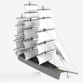 White Sailing Ship V2 3d model