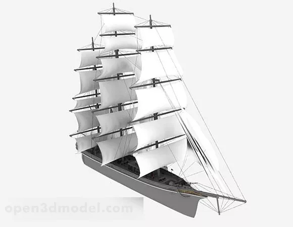 White Sailing Ship V2 3d model White Sailing Ship V2 3d model
