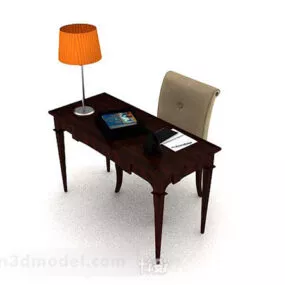 Wooden Desk And Chair V1 3d model