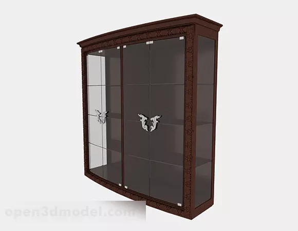 Wooden Brown Display Cabinet V3 3d model Wooden Brown Display Cabinet V3 3d model