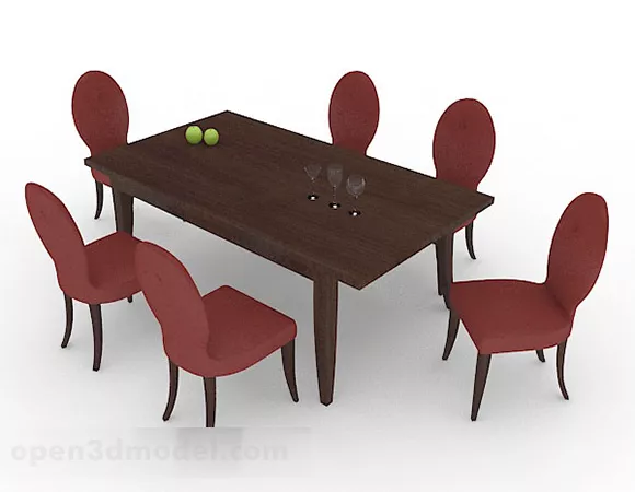 Home Simple Dining Table And Chair Set 3d model Home Simple Dining Table And Chair Set 3d model