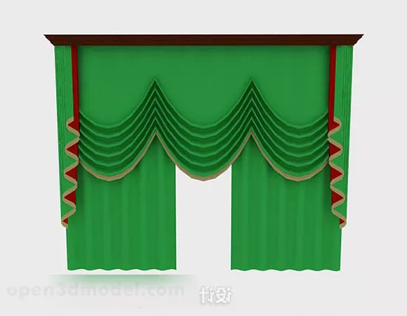 Old Style Green Curtain 3d model Old Style Green Curtain 3d model