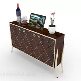 Wooden Brown Office Cabinet V8 3d model
