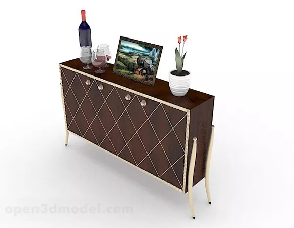 Wooden Brown Office Cabinet V8 3d model Wooden Brown Office Cabinet V8 3d model
