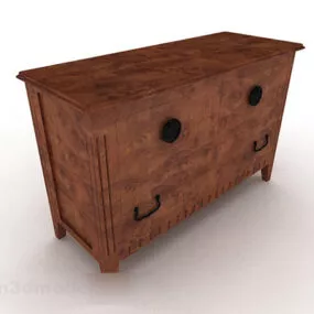 Wooden Brown Porch Cabinet V3 3d model