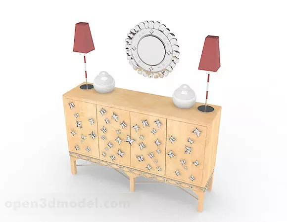 Wooden Yellow Decorative Hall Cabinet V1 3d model Wooden Yellow Decorative Hall Cabinet V1 3d model