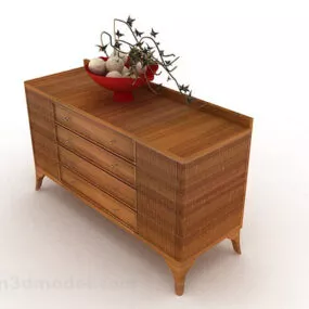 Yellow Brown Wooden Entrance Cabinet V1 3d model
