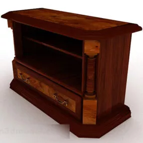 Brown Wooden Office Cabinet V24 3d model