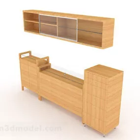 Yellow Wooden Cabinet V1 3d model