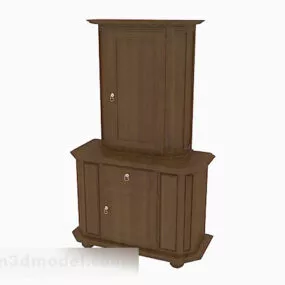 Brown Wooden Office Cabinet V25 3d model