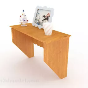 Yellow Wooden Desk V6 3d model