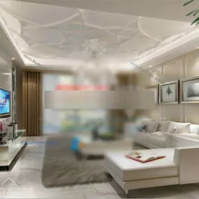 Modern City Living Room 3d model
