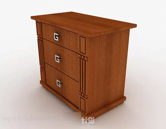 Chinese Style Wooden Brown Bedside Table 3d model Chinese Style Wooden Brown Bedside Table 3d model