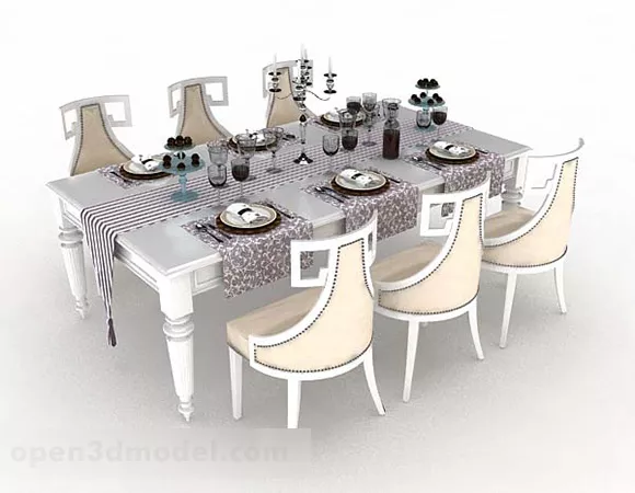 European Dining Table And Chair V2 3d model European Dining Table And Chair V2 3d model