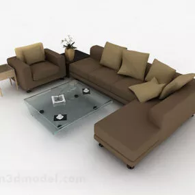 Brown Home Combination Sofa 3d model
