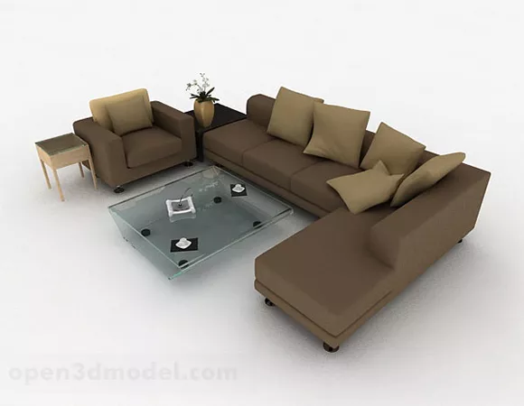 Brown Home Combination Sofa 3d model Brown Home Combination Sofa 3d model