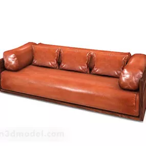 Leather Brown Multiseater Sofa 3d model