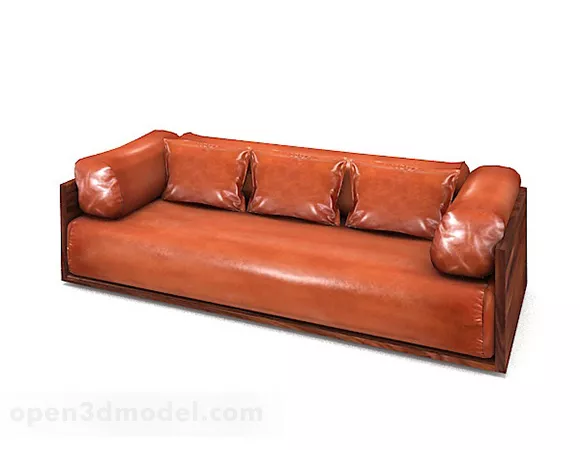 Leather Brown Multiseater Sofa 3d model Leather Brown Multiseater Sofa 3d model
