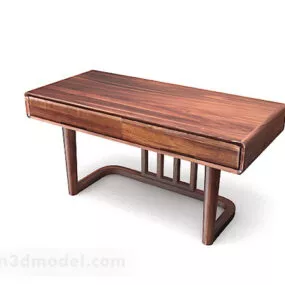 Brown Wooden Desk V19 3d model