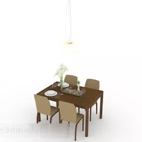 Wooden Dining Table And Chair V5 3d model
