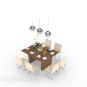 Simple Dining Table And Chair V4 3d model