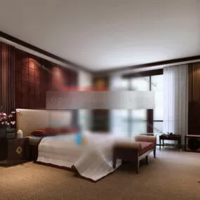 Chinese Style Bedroom Modern Furniture Interior 3d model