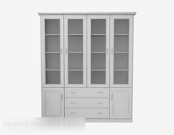 Black Bookcase With Drawers 3d model