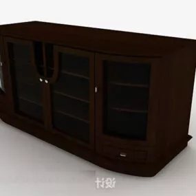 Brown Wooden Bookcase V9 3d model