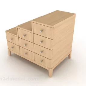 Yellow Wooden Porch Cabinet V8 3d model