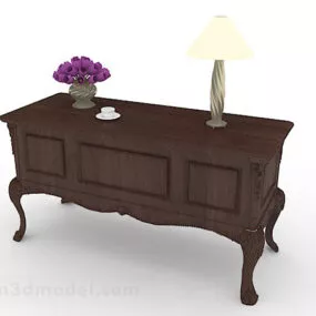 Brown Wooden Coffee Table V21 3d model