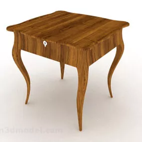 Brown Wooden Desk V20 3d model