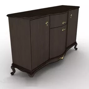 European Style Wooden Brown Cabinet V1 3d model