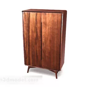 Wooden Brown Wardrobe V2 3d model