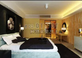 European Style Bedroom Hotel 3d model