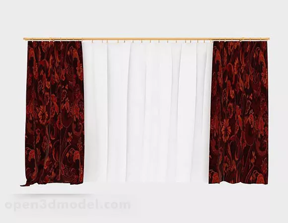 Red White Curtains 3d model Red White Curtains 3d model