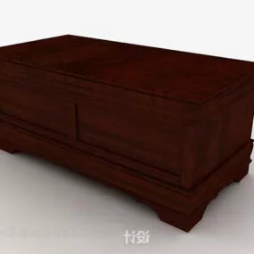 Brown Wooden Desk V21 3d model