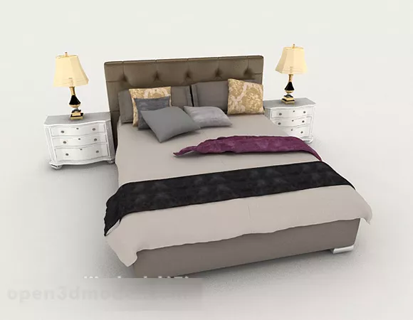 Hotel Double Bed V1 3d model Hotel Double Bed V1 3d model