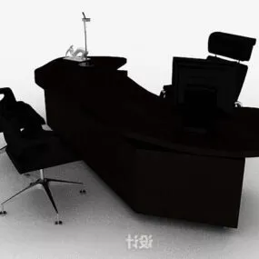 Modern Wooden Desk And Chair V2 3d model