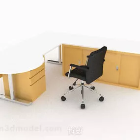 Simple Wooden Desk And Chair 3d model