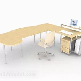Yellow Simple Wooden Desk V1 3d model