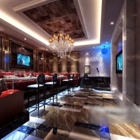 Restaurant Chandeliers Interior V6 3d model