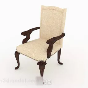 Yellow Wooden Home Chair V1 3d model